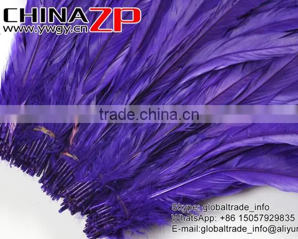 Top Supplier ZPDECOR Wholesale 35-40cm Length Good Colored Royal Purple Fully Dyed Rooster Chicken Feathers for Sale photo-5