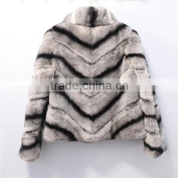 New Fashion Winter Chinchilla Color Sexy Rex Rabbit Fur Coat for Girls photo-6