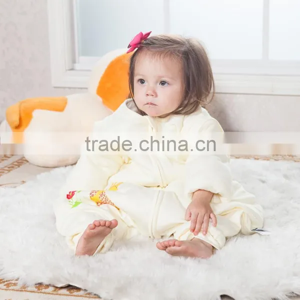 100% Cotton Anti Kicking Infant Child Foot Sleeping Bag Thick Filling for Autumn and Winter Yellow Style photo-2