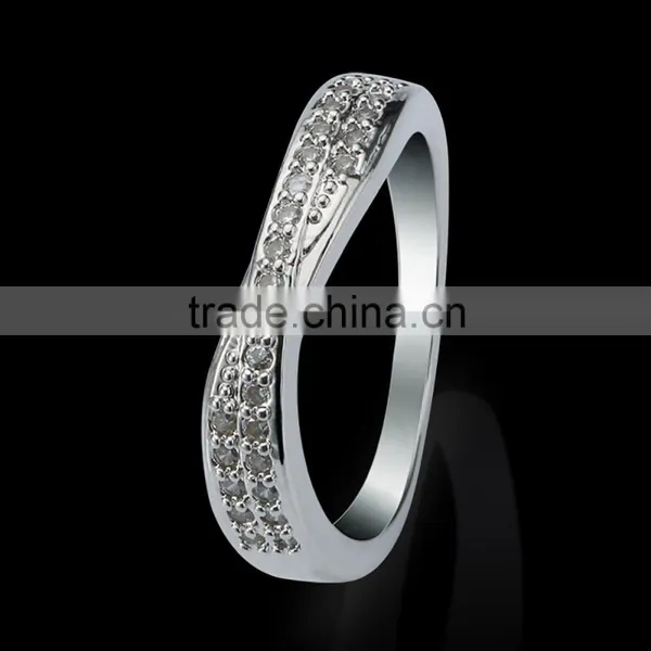 Hot Selling Unisex Whitegold Plated Ring Stud w/ Precious Stone for Engagement photo-2