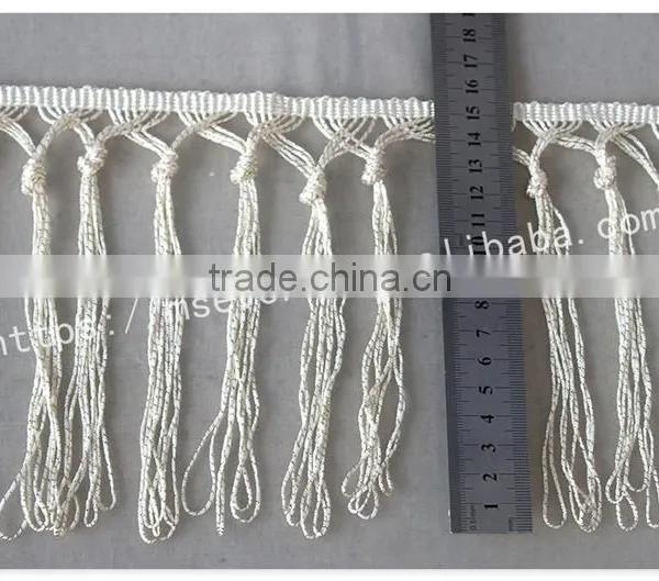 Fashion Design Off-white 15.5cm Width Knot Polyester Fringe Trim Wholesale photo-6
