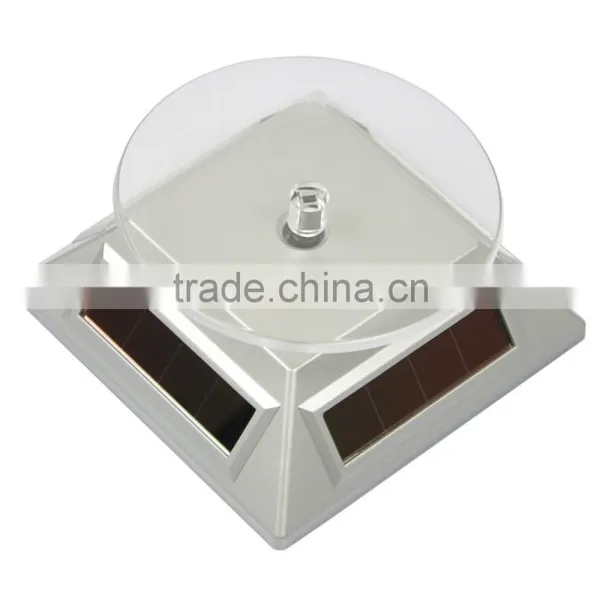 Solar Powered Jewelry Rotary Turntable Display Silver photo-2