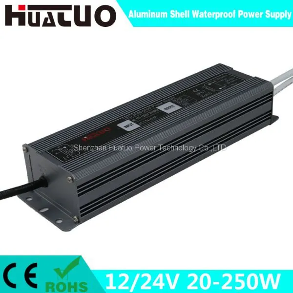 12/24V 20-250W Constant Voltage Aluminum Shell Waterproof LED Power Supply