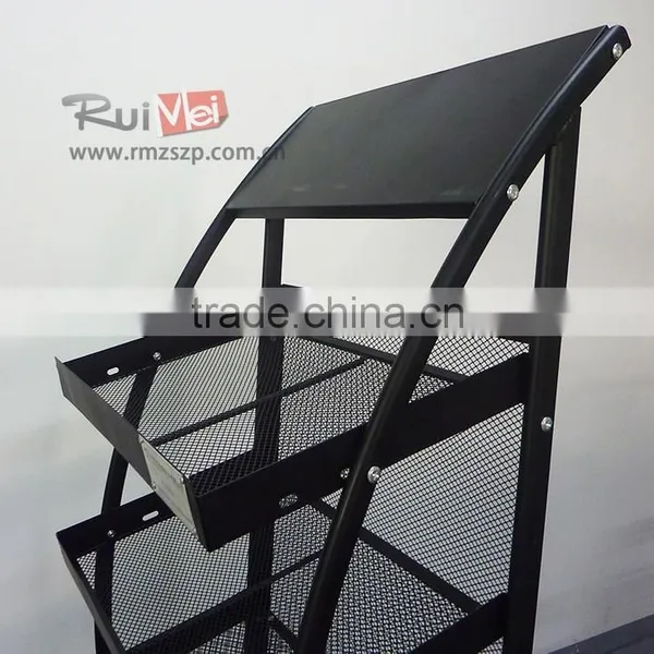 5-tier Solid Metal Floor Diamond Newspaper Display Holder photo-3