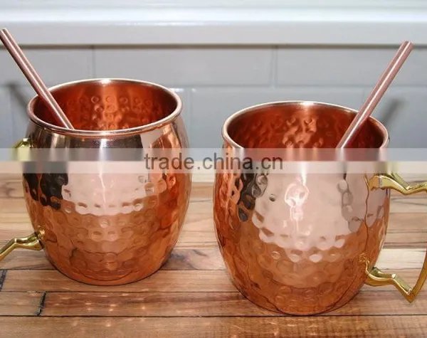 MOSCOW MULE MUGS With Straw/ Copper Mug With Copper Straw/ SOLID COPPER MUGS & Straw photo-2