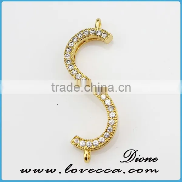 Sell Letter S Copper Pendant Jewelry With Silver Color Micropave Setting Pendant for Factory Price photo-4