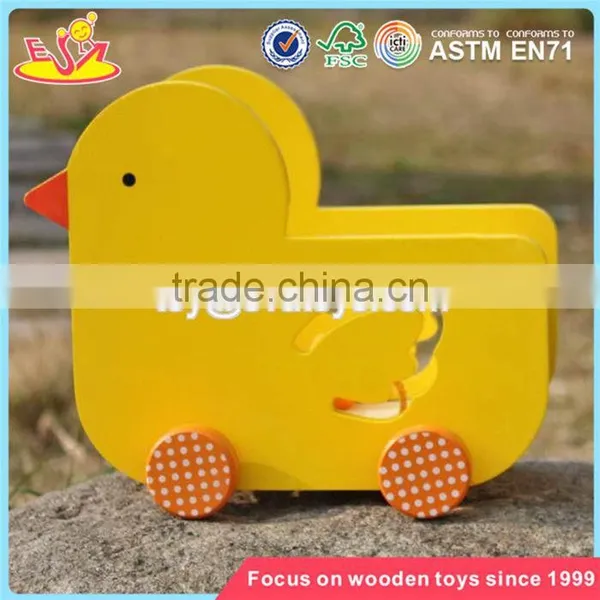 Wholesale Lovely Duck Baby Wooden Pull Car Toy New Design Wooden Pull Car Toy for Toddlers W05B158 photo-2