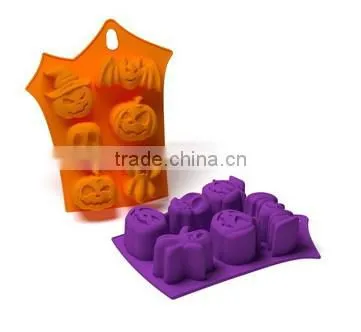 11003 6 Holes Halloween Pumpkin Shape Baking Silicon Cake Mould, photo-2
