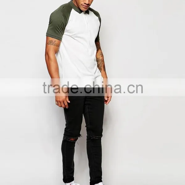 MGOO Cheap Price Raglan Short Sleeves Polo Off White Jersey Polo 100 Cotton Baseball T Shirt photo-5