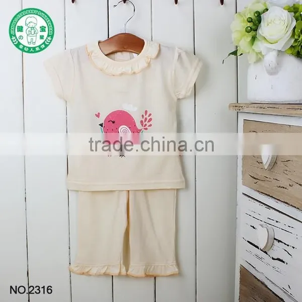 100% Cotton Fabric Children Clothing Set Baby Girl Nightclothes From China Factory photo-4