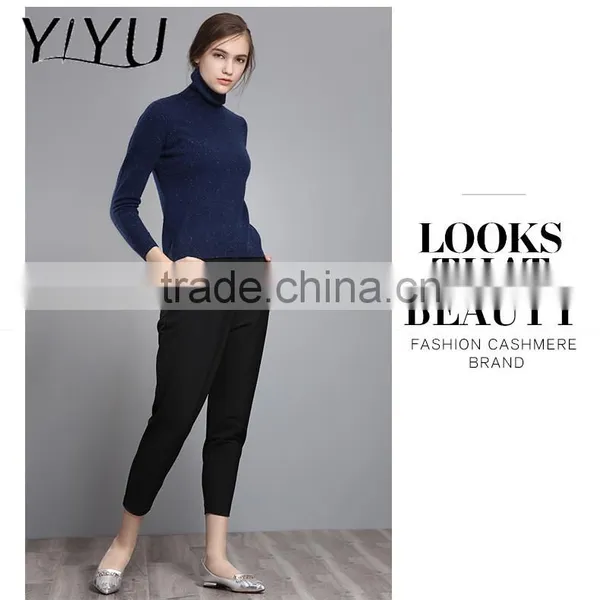 Popular Winter Women Turtleneck Color Mixed Knit Cashmere Pullover Sweater photo-2
