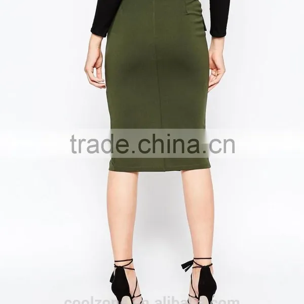 High Waist Long Skirt With Pocket Front Split Pencil Skirt photo-3