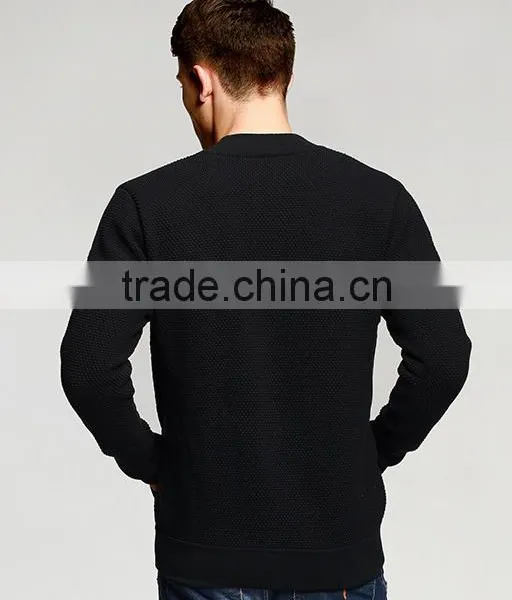 2017 Popular Black no Patten Simple Cool Men's Cardigan Sweater With Zipper photo-4