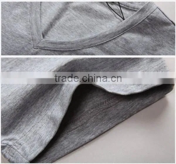 Men 95 Cotton 5 Spandex Deep v Neck Long Sleeve t Shirts photo-3