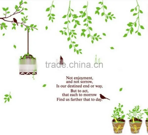 Tree Branches Birds Cage Wall Stickers Mural Wallpaper Vinyl Art Home Decor