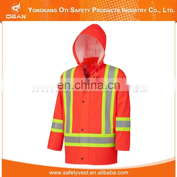 Cheap High Visibility Reflective Safety Pvc Military Poncho Raincoat photo-4