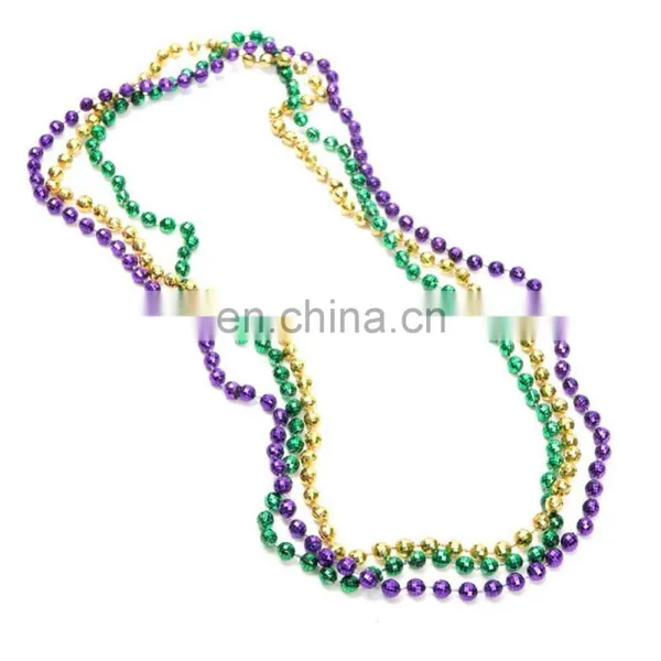 33 Inch 07mm Round Metallic Mardi Gras Beads
