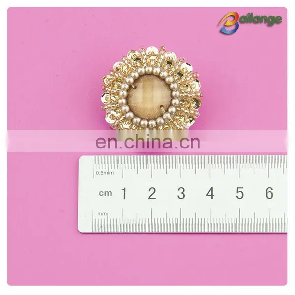 Handmade Accessories Bailange Wholesale Beaded Decorative 1 Hole Oval Silver Buttons photo-2