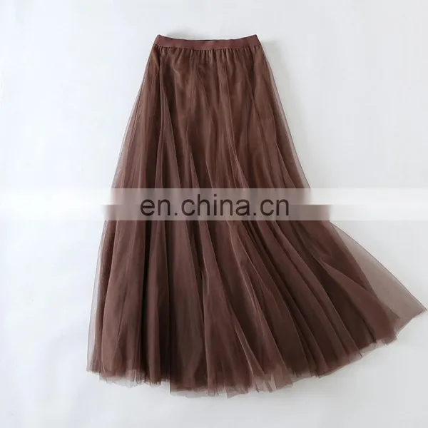 Hot Sales Autumn Women Retro Style Solid Color Skirts Ladies Big Hem Pleated Long Skirts Women's Skirts photo-4