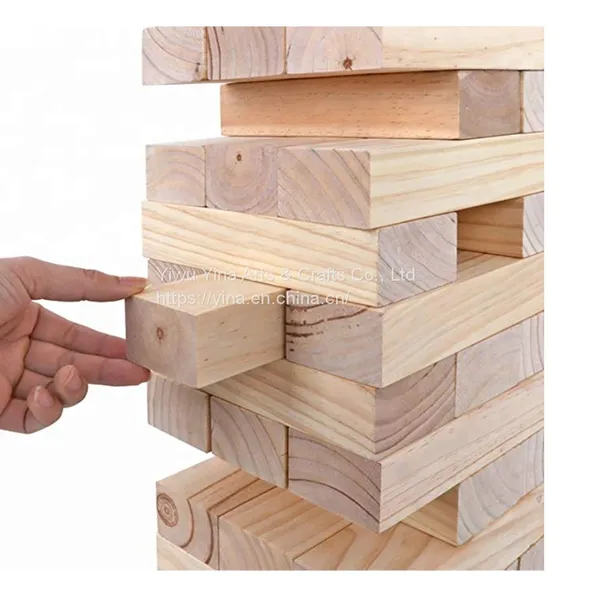 Customize Classic Giant Janga Wooden Blocks Tower Stacking Game, Tumbling Tower Lawn Game With Storage Bag