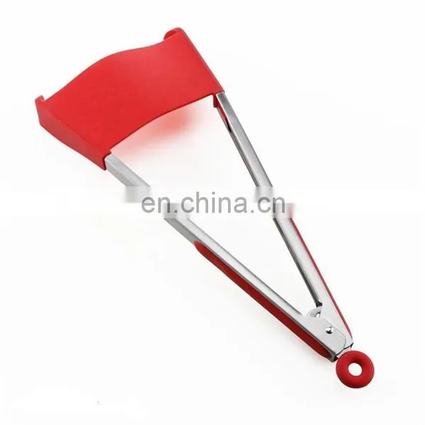 New 2 in 1 Food Grade Silicone Spatula Tongs photo-4
