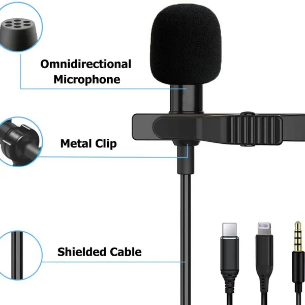 Lavalier Lapel Microphone Kit Clip-on Omnidirectional Condenser photo-2
