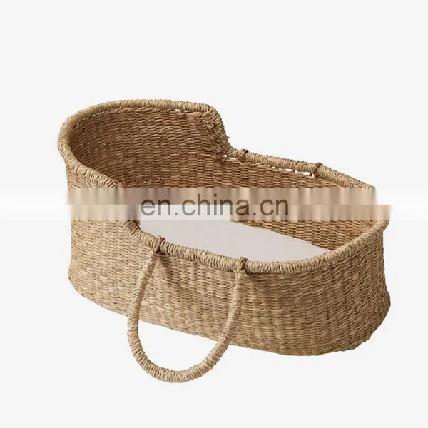 Hot Selling Wicker Seagrass for Baby Doll Natural High Quality Changing Bed For Dolls Basket Woven Vietnam Supplier