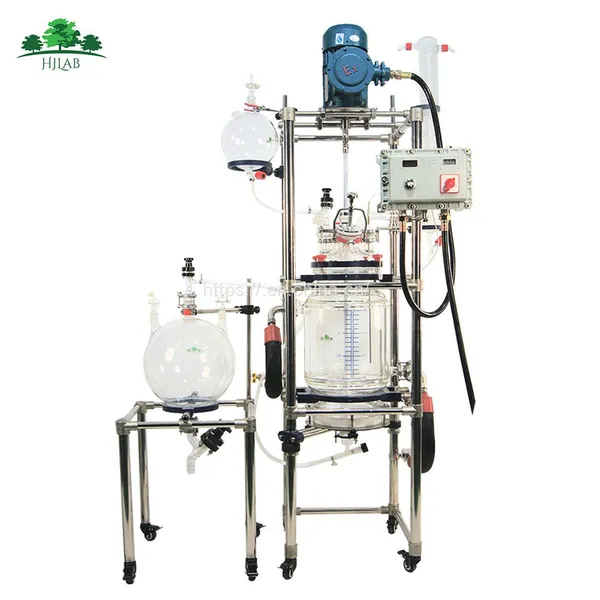 Industrial 150L Fully Customizable Single Dual Jacketed Glass Reactor photo-3