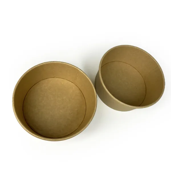 Thick Kraft Paper Packing Bowls Disposable Takeaway Paper Packaging Cups With Lids Wholesale Custom photo-3