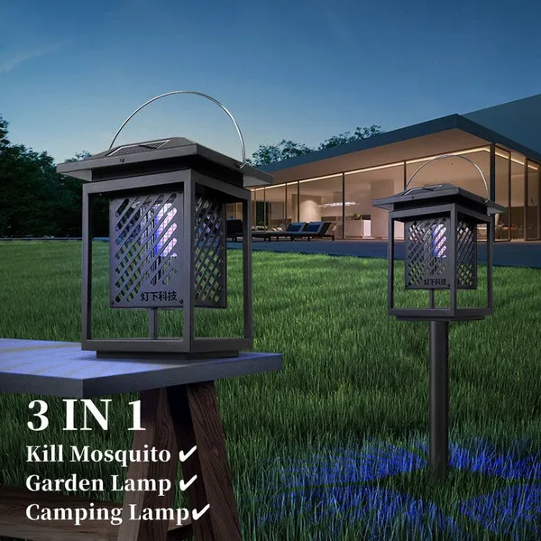Dengx Brand 3 in 1 Strong Metal Body LED UVA Solar Mosquito Killer Lamp for Garden Pest Control photo-2