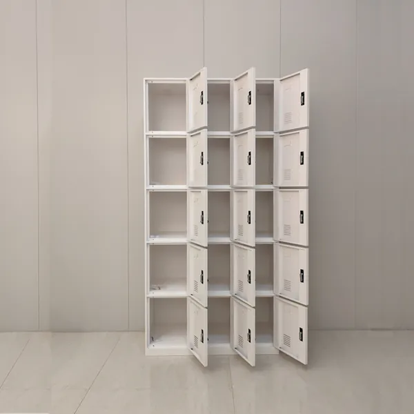 White 15 Doors Steel Gym Locker Customized Office School Metal Cabinet With Combination Lock photo-2