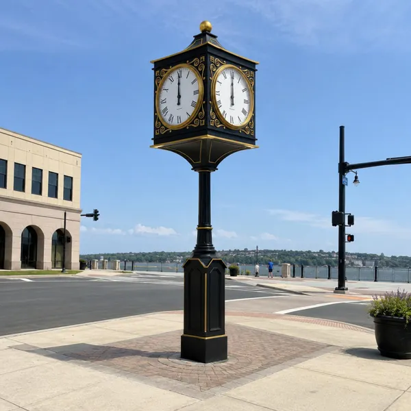 European Style Landscape Clock Customized for Park Square Street Vertical Column Post Clock Glow-in-the-Dark World Time Model