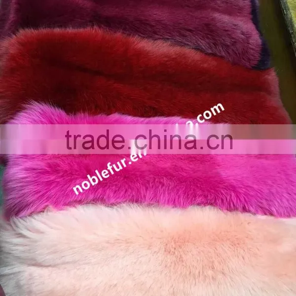 Luxury Raw Tanned Fox Fur Skin Candy Bright Color Fur Fabric Blanket For Clothing Made photo-4