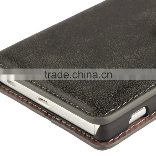 PU Leather With Magnet Stand Case Vintage Retro Dull Polish Folio Flip Holder Cover for Sony Xperia Z5 photo-6