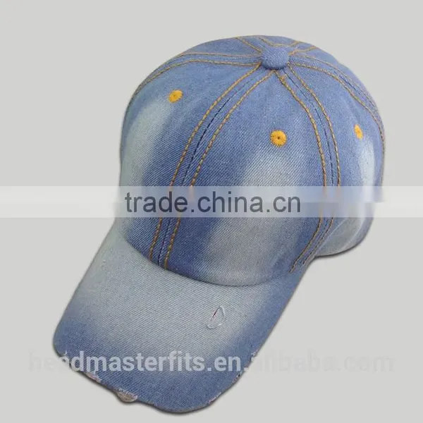 Wholesale 6 Panel Brand Blank Denim Hat Plain Denim Baseball Cap photo-2