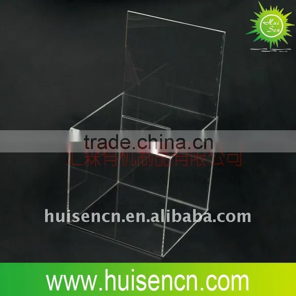 New Products for 2015 Cube Acrylic Ballot Box With Slide Board
