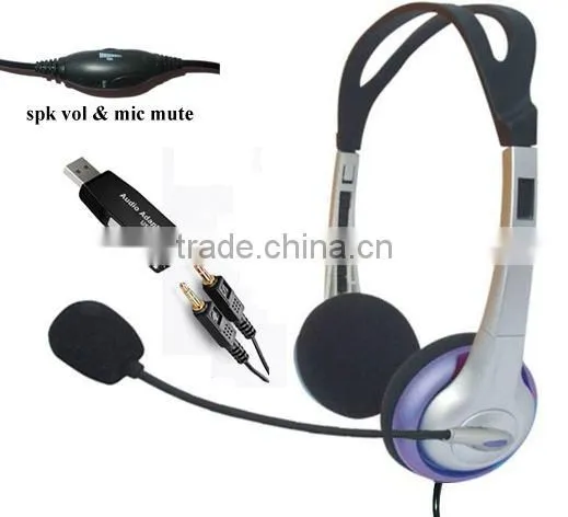 Super Lightweight Digital Computer USB Headset for Skype USB-269Svcmute