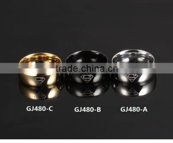 OEM Service Wholesale 316L Stainless Steel 18K Gold Plated Superman Wedding Rings photo-5