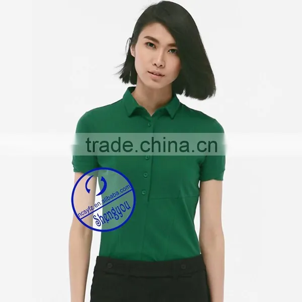 Wholesale Spandex Cotton Plain Blank Women Polo Shirt photo-2