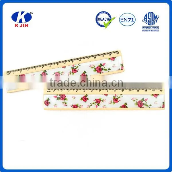 2016 Factory Cheap Price Cute Floral Stickers 15cm Wooden Ruler for Kids photo-6