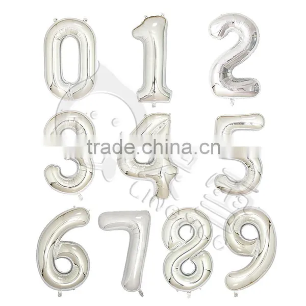 40inch Silver Aluminium Foil Number Balloon for Birthday Party Decoration Balloon