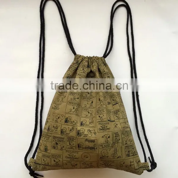 Children Cartoon Graffiti Bundle Mouth Bag Draw Canvas Backpack Bag photo-5
