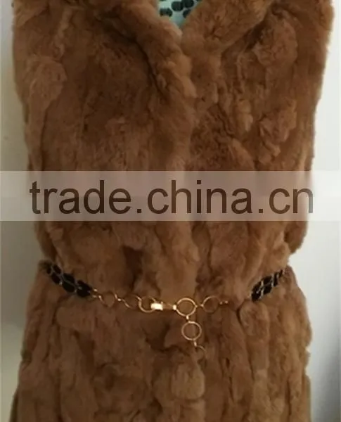 Rabbit Fur Jacket Raccoon Fur Collar Coat Outwear Garment Women Warm photo-3