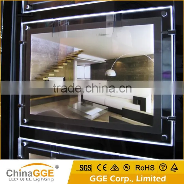 Slim Indoor Wall Hanging Backlit Crystal Advertising Light Box Window Display Real Estate Light Pockets photo-3