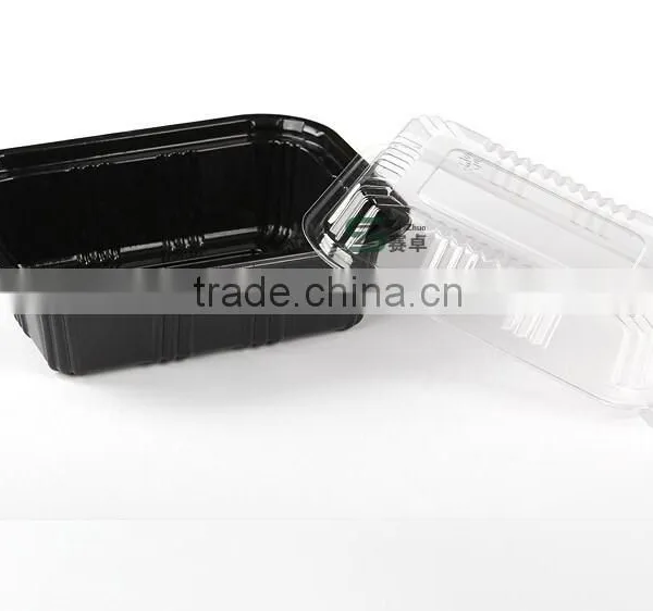Black Plastic Rectangle Food Container / Disposable Sushi Box /plastic Storage Box photo-2