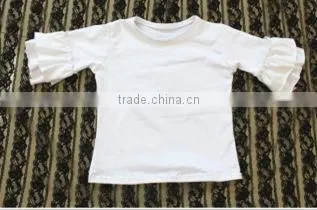 Solid Color T-shirt Long Sleeve Ruffle Shirt Half Sleeve Ruffle Shirt in Many Colors for Wholesale Children's Boutique Clothing photo-5
