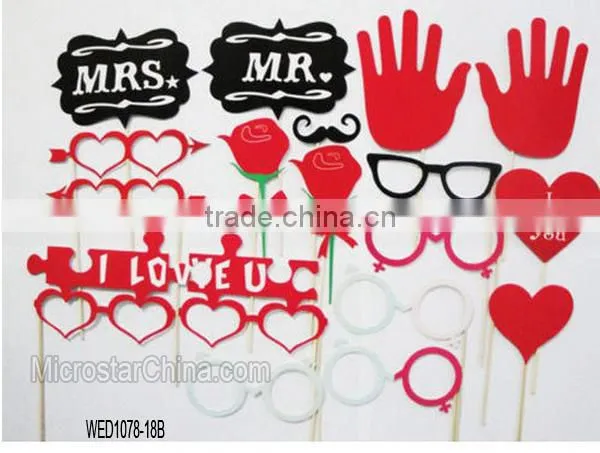 22pcs Wedding Birthday Party Supply Fun Mustache Lip Tie Glasses Hat On A Stick DIY Photo Booth Props photo-2