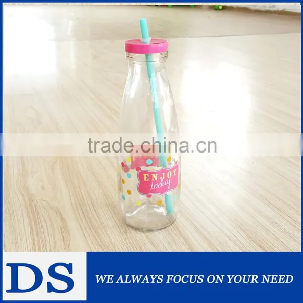 100ml/200ml/250ml/500ml/1000ml Milk Glass Bottle/ Empty Glass Milk Bottles With Plastic Cap and Sraw photo-3