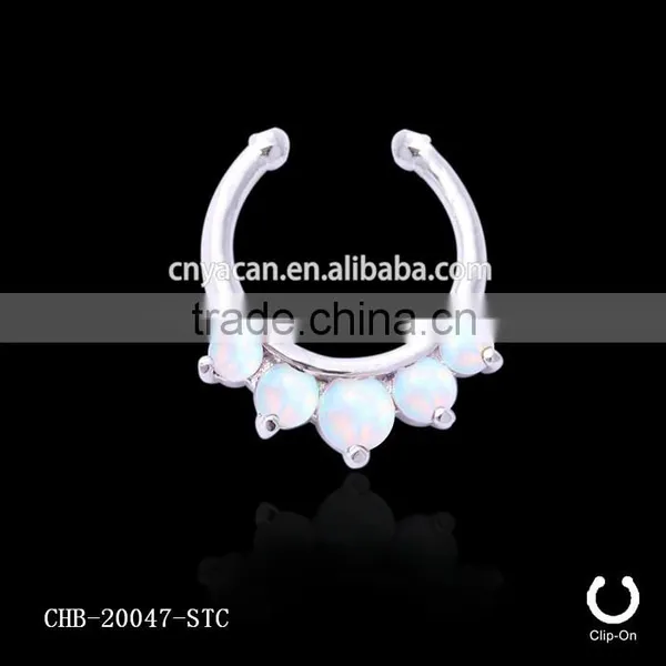 Five Paved Opal Gems Fancy Nose Ring Jewelry