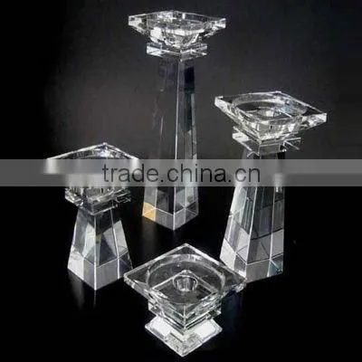 Clear Crystal Pillar Candle Holder